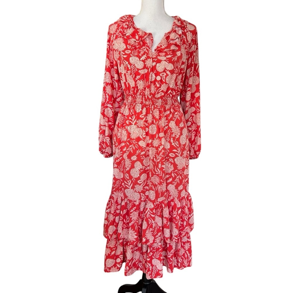 Universal Thread Women's Floral Print BalloonLong Sleeve Ruffle Collar Dress XS